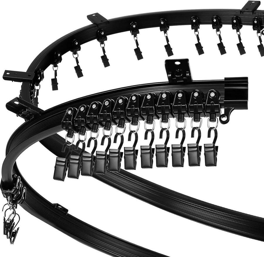 Allecto plus Flexibele Bed Gordijnrail Houder Zwart 3 meter lengte