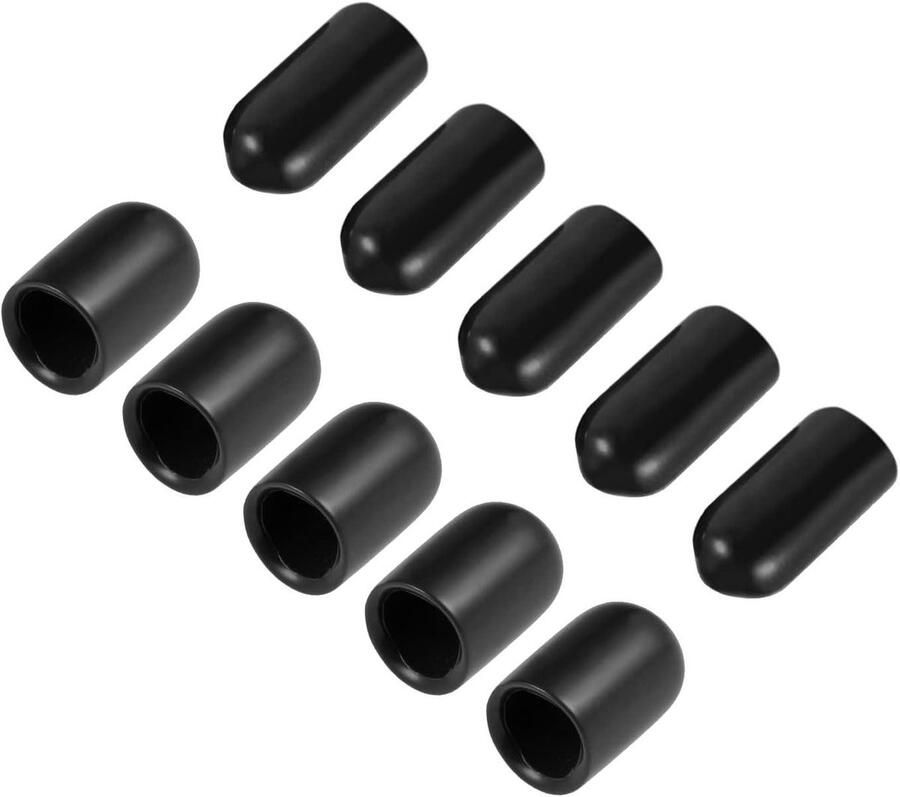 Allecto Plus Flexibele Eindkappen 8 mm 100 stuks Waterdicht en Zwart Voor Meubels Keuken en Industrie