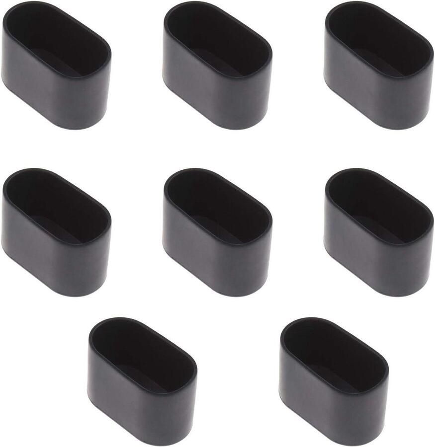 Allecto Plus Flexibele Rubberen Tafelstoelpoot Tips Anti-Kras Vloerbeschermers 40x20mm (Zwart)