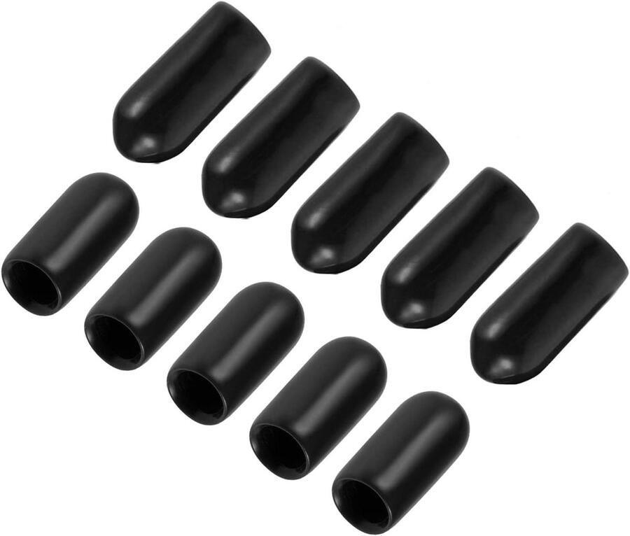 Allecto plus Flexibele waterdichte rubberen eindkappen 5 mm schroefdraadbescherming (100 st) voor meubels keuken en industrie Zwart