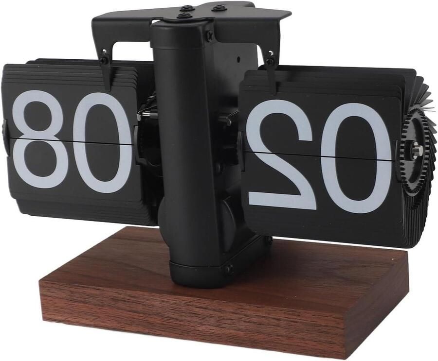 Allecto Plus Flip Bureau Klok Vintage 24 Uur Anti Slip Base Verstelbare Batterij Aangedreven Digitale Flip Down Klok Woonkamer Kantoor Retro Design Stijlvolle Tafelklok