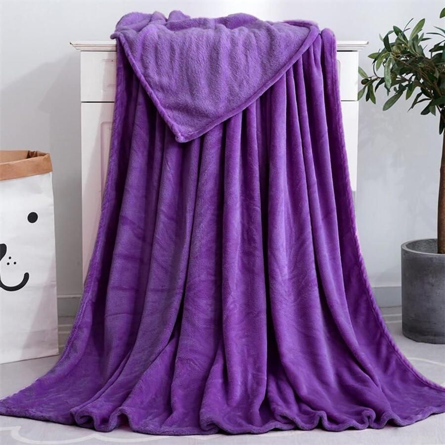 Allecto Plus Fluffy Cuddly Deken Zacht en Warm Woonkamer & Slaapkamer Deken met Superzachte Flanel Fleece Donker Knuffeldeken voor Bank & TV Extra Pluche