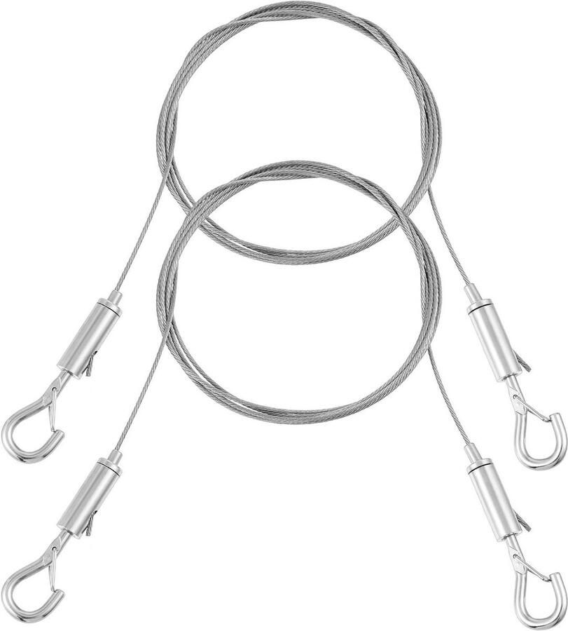 Allecto Plus Foto Draad Opknoping Kit 2m Verstelbare Hangende Draden Rvs Hang Draad voor Spiegels Kunstwerk Lampen Mand Borden Set van 2