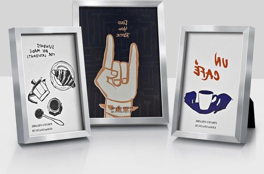 Allecto plus Fotolijst Collage 10x15 cm en 13x18 cm Modern Zilver Muur of Tafel Cadeau voor Familie Mama Papa Oma Vrienden 3-Delige Set Decoratief en Persoonlijk Souvenir