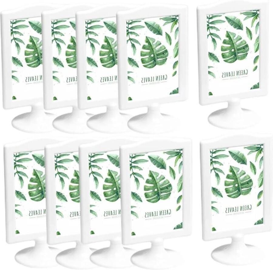 Allecto Plus Fotolijstset voor 4x6 foto's 10 stuks Staand en dubbelzijdig Wit Voor bruiloft en feest Tafel nummer houder