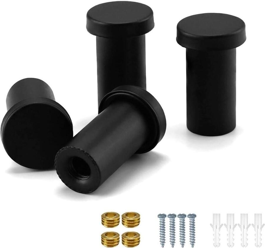 Allecto Plus Garderobe Haken Set van 4 Zwart Ruimtebesparend Duurzaam en Stabiel Inclusief Schroeven Voor Badkamer Woonkamer Keuken Slaapkamer