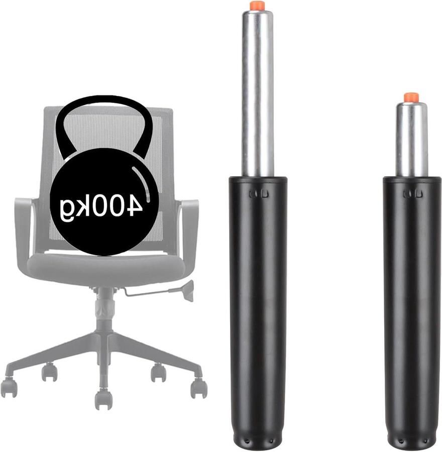 Allecto Plus Gasveer voor bureaustoel tot 450 kg belastbaar zwart Reserveonderdelen Gasveer 310 mm 455 mm Gasdrukdemper Draaistoel Managersstoel Kruk 2 stuks