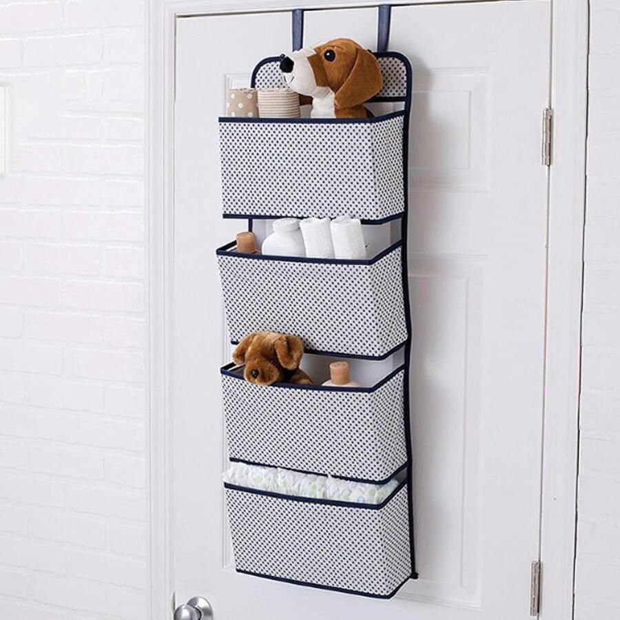 Allecto Plus Gelaagde Opslag Hangkast met 4 Vakken Blauwe stippen