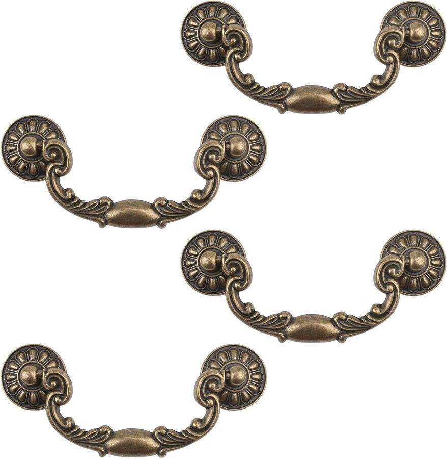 Allecto Premium Gesneden Bail Drop Kast Trekt 4 stks Antieke Vintage lade Pulls voor Keukenkasten Er zijn nu 89 tekens in deze titel inclusief spaties