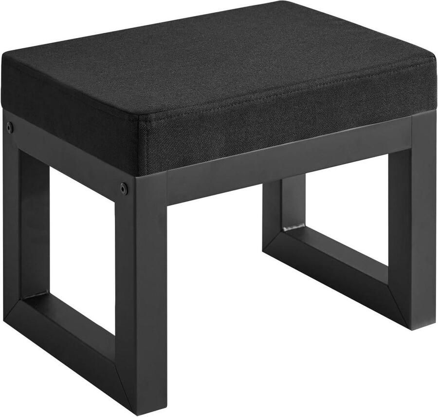 Allecto Plus Gewatteerde Zitting Poef Kruk Schoen Voetsteun Ottomaanse Zwart voor Entree Woonkamer Slaapkamer