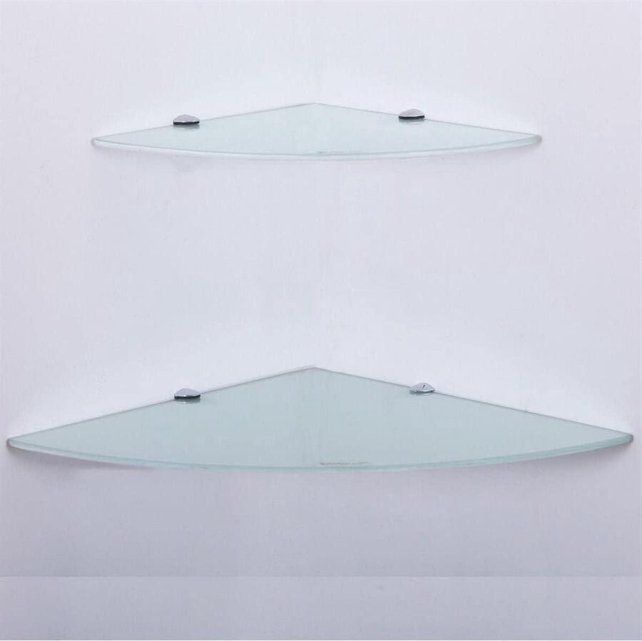 Allecto plus Glazen hoekrek voor badkamer wandrek met ESG-veiligheidsglas 45 x 45 cm