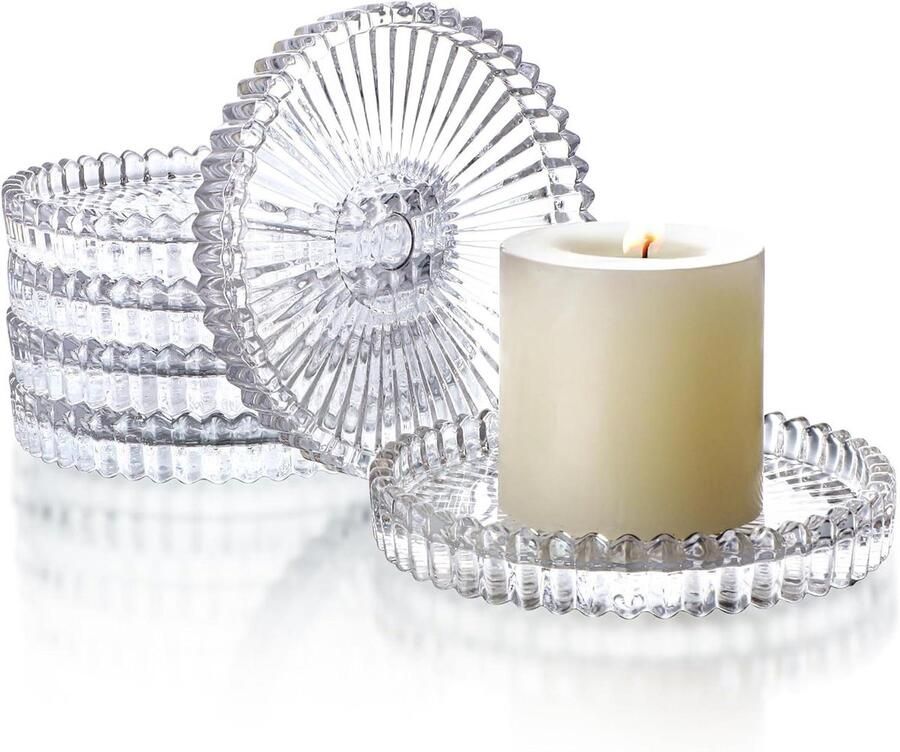 Allecto plus Glazen Kandelaars Set van 6 voor Eettafel en Bruiloft