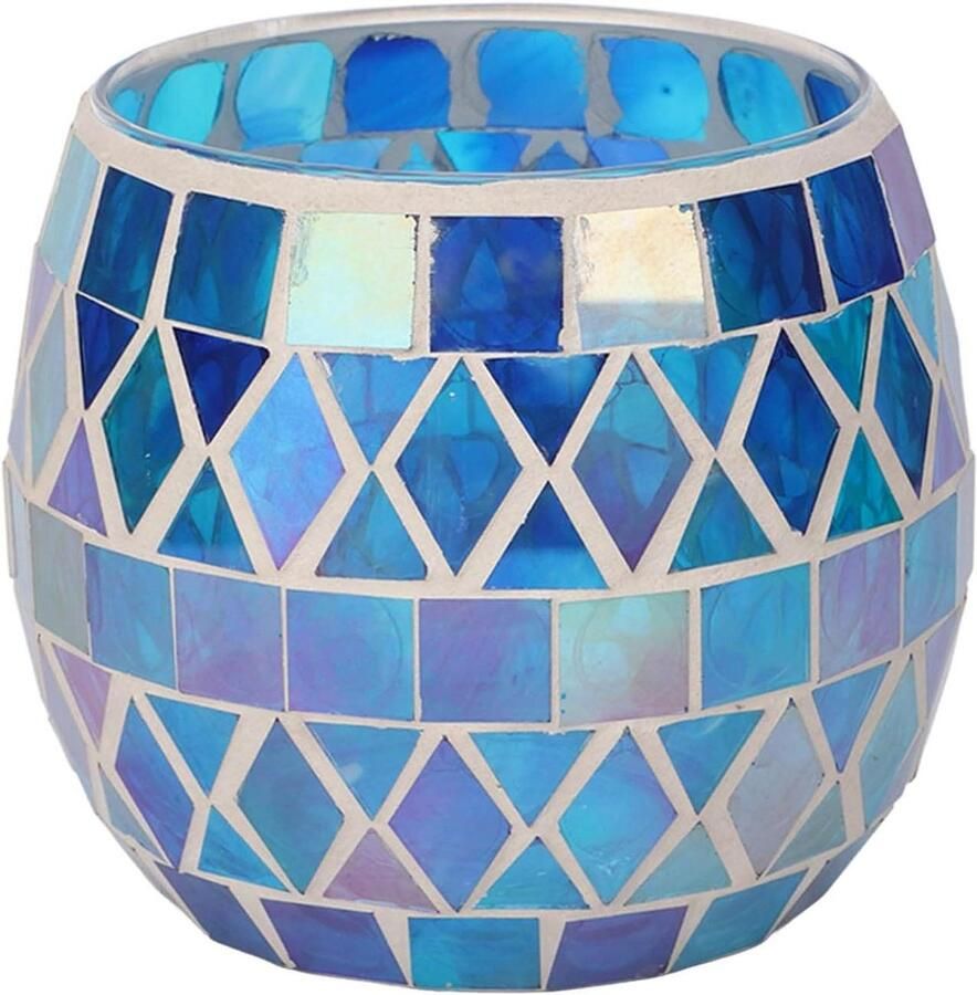 Allecto plus Glazen Mozaïek Kandelaar Paars Blauw Theelichtje Romantische Kaars Lampen Houder Thuis Tafel Feest Bruiloft Decoratie