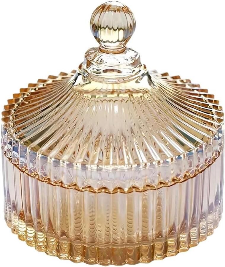 Allecto plus Glazen Snoepschaal met Deksel Kristallen Decoratie Snoeppot voor Bruiloft Thuiskantoor Bureau Gift 300ml 10oz