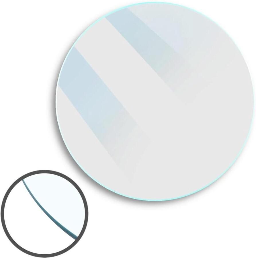 Allecto plus Glazen tafelblad van 40 cm ronde vorm 6 mm ESG-veiligheidsglas perfect voor tafel- of bodemplaat helder glas