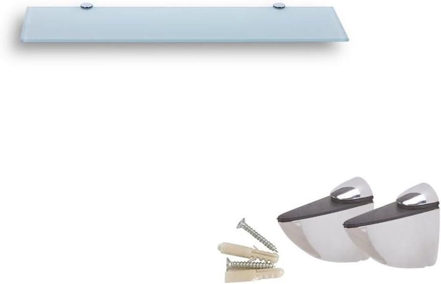 Allecto plus Glazen wandrek voor badkamer 40 x 17 8 cm wit met ESG-veiligheidsglas