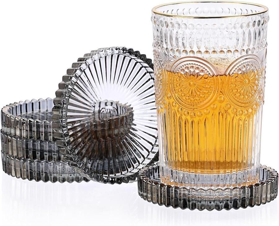 Allecto Plus Glazen zuil kaarsenhouder platen Set van 6 985 cm Rond Tafel centerpiece Helder zwart Decoratie accessoires