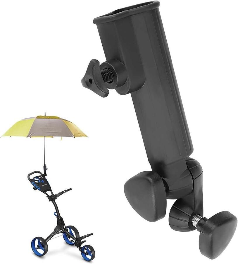 Allecto Plus Golf Paraplu Houder voor Trolley Fiets en Wandelwagen Verstelbaar en Zwart