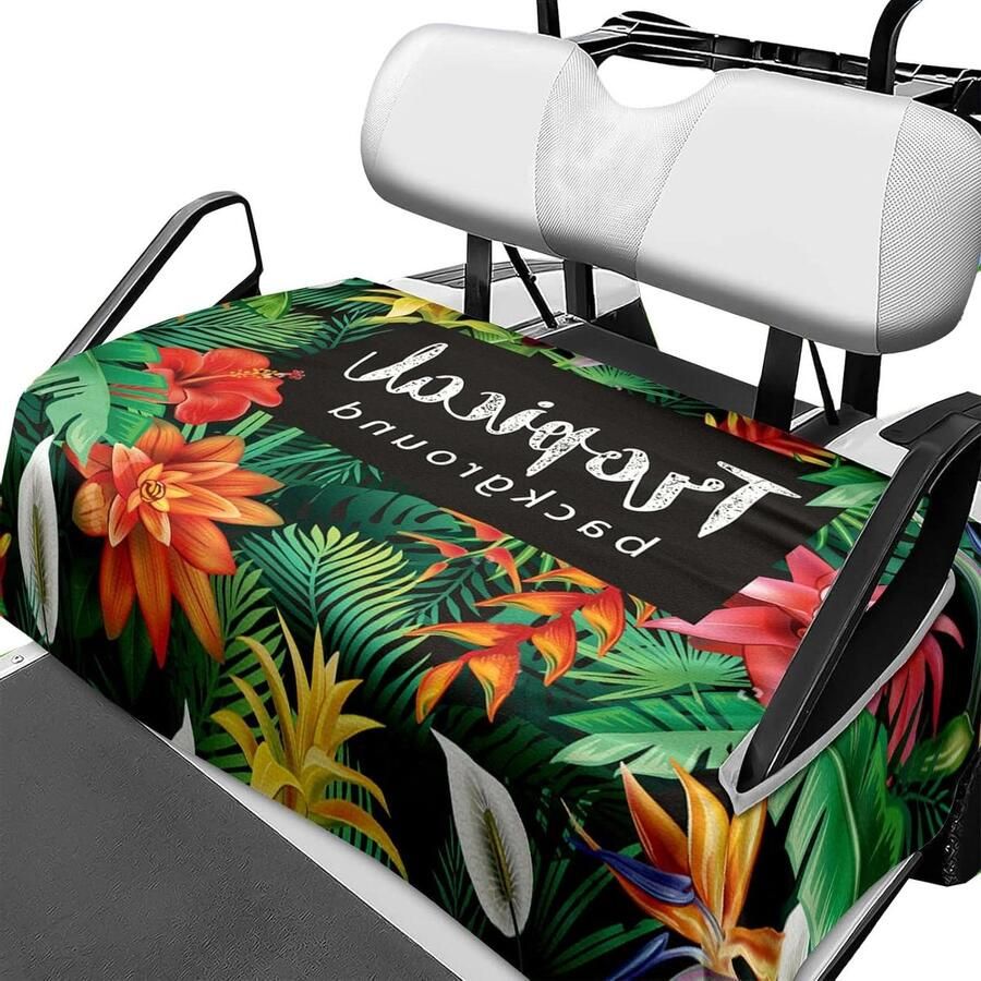 Allecto plus Golfkar Stoelhoezen Boho Leaf Patroon 2-Zits Cart en Club Cars Draagbare Handdoek voor Warme en Comfortabele Zitting