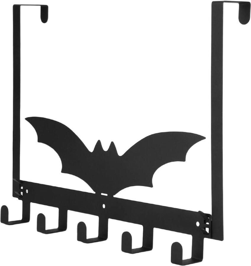 Allecto plus Gotische Deurhaken 35cm Vleermuis Deurhanger Halloween Badkamerdecoratie Inclusief Schroeven en Expansiebuizen Sleutels Tassen Paraplu's Kledingrek Zwart