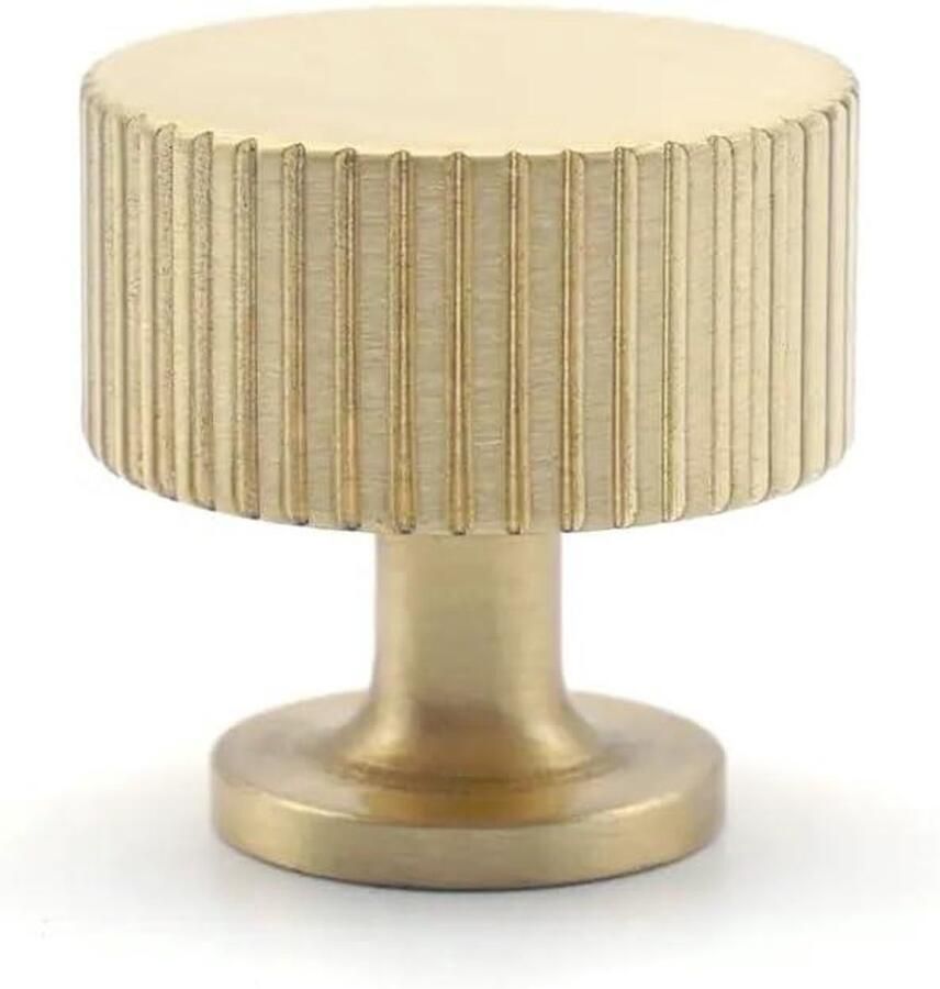Allecto Plus Geribbelde ladeknop in mat goud decoratieve hardware voor kasten en bureaus ideaal voor doe-het-zelf projecten