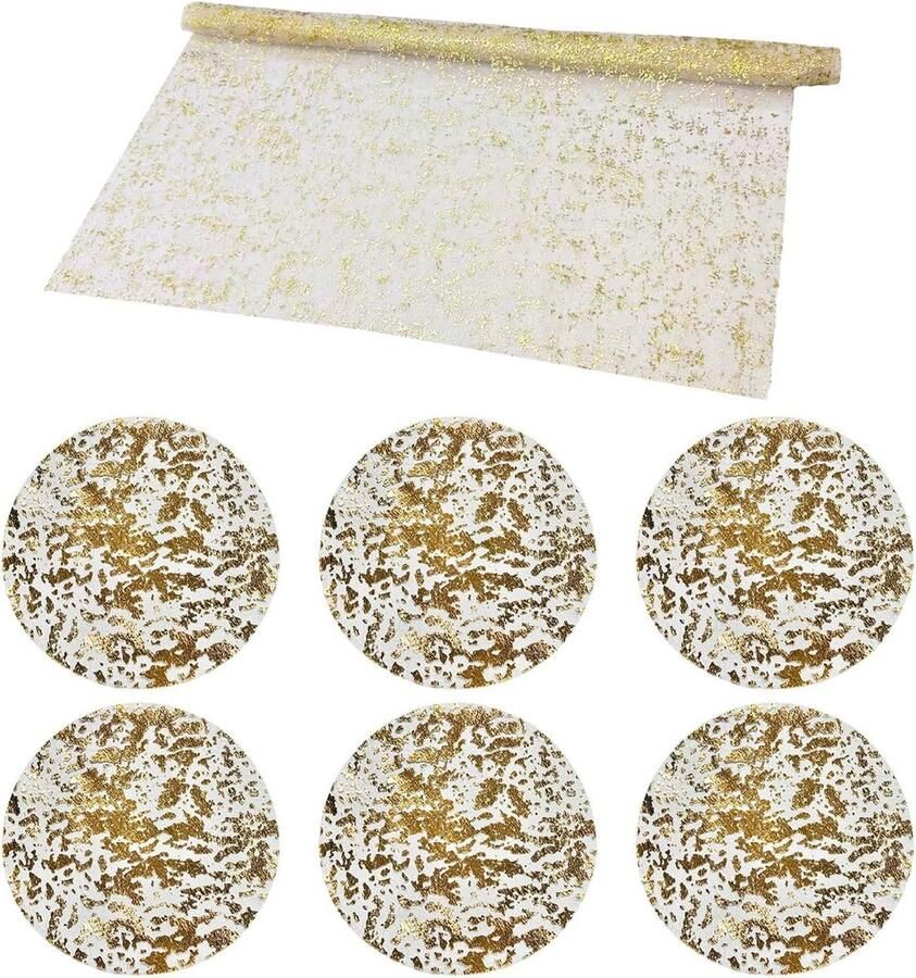 Allecto plus Gouden Glitter Plafond Decoratie Set 6 Gouden Dekmantels Romantische Eettafel Decoraties Geschikt Voor Feestjes
