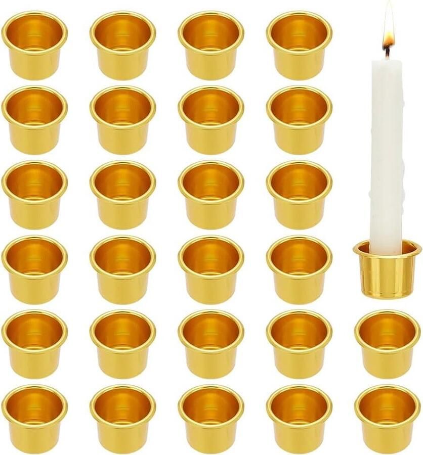 Allecto plus Gouden Kaarsenhouders 30 stuks Kandelaar Houder Cups voor Kaarsen Maken Kerst Bruiloft Tafel Decoratie
