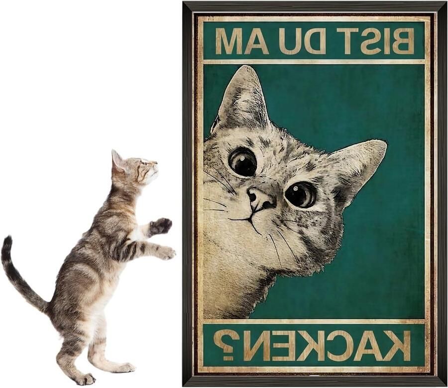 Allecto Plus Grappige Wanddecoratie voor Badkamer met Vintage Kat Afbeelding Poef Kat Design voor Toilet Leuke Spreuk Badkamer Accessoire