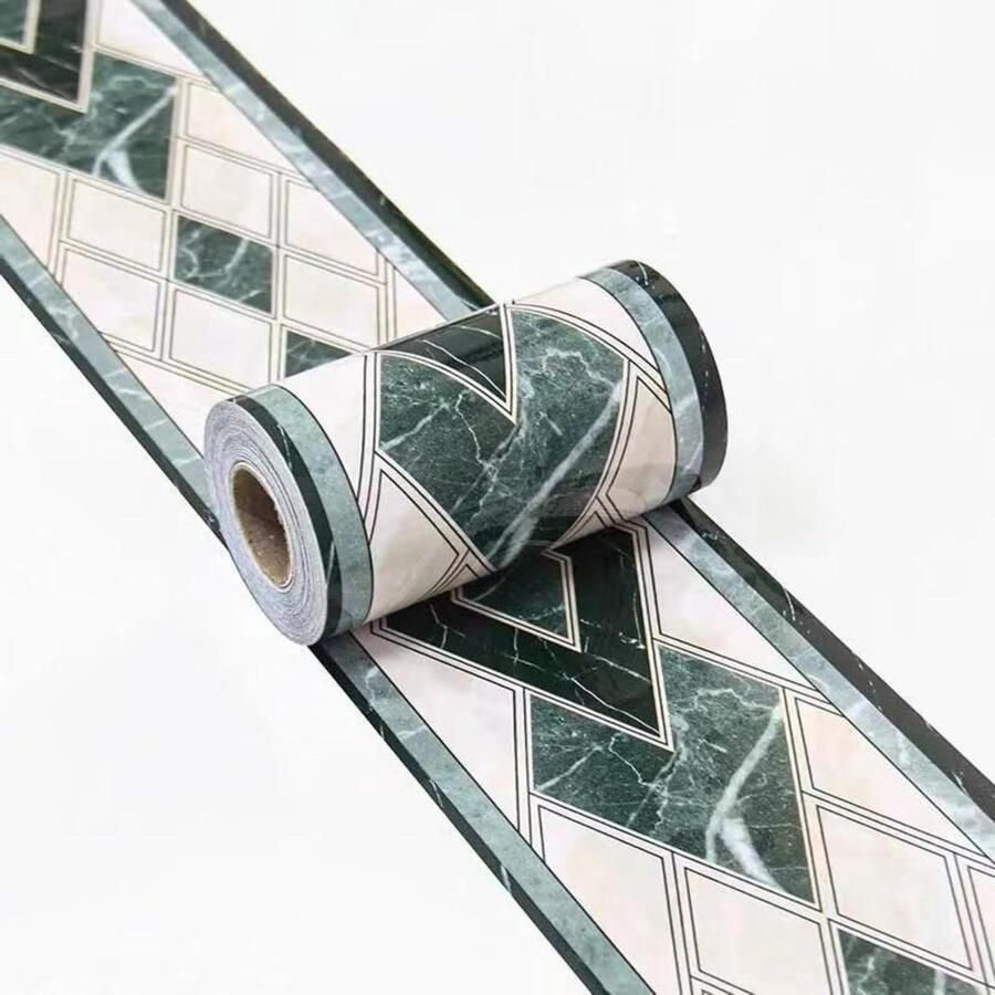 Allecto plus Groene zelfklevende behangrand met modern marmerpatroon 10 cm x 1000 cm eenvoudige montage voor muren
