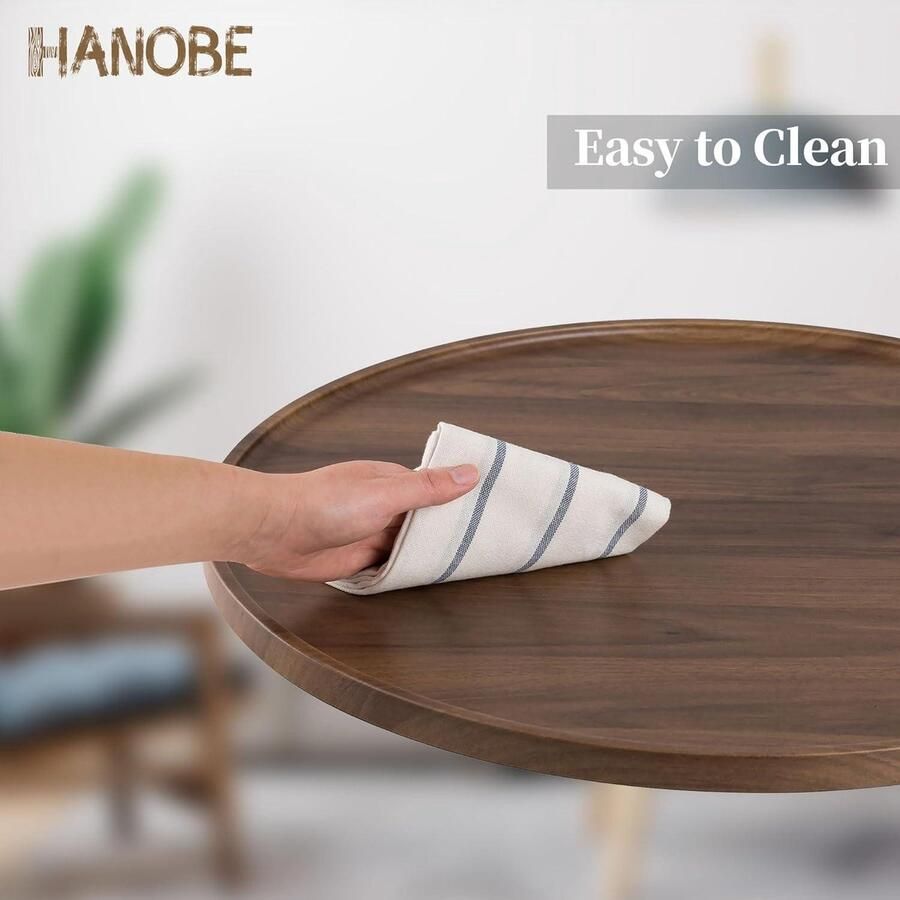 **Allecto plus Groot Ottomaans dienblad van walnootfineer hout Decoratieve salontafel lade Rustieke cirkel Charcuterie plank Boerderij woondecoratie Woonkamer 45 cm**