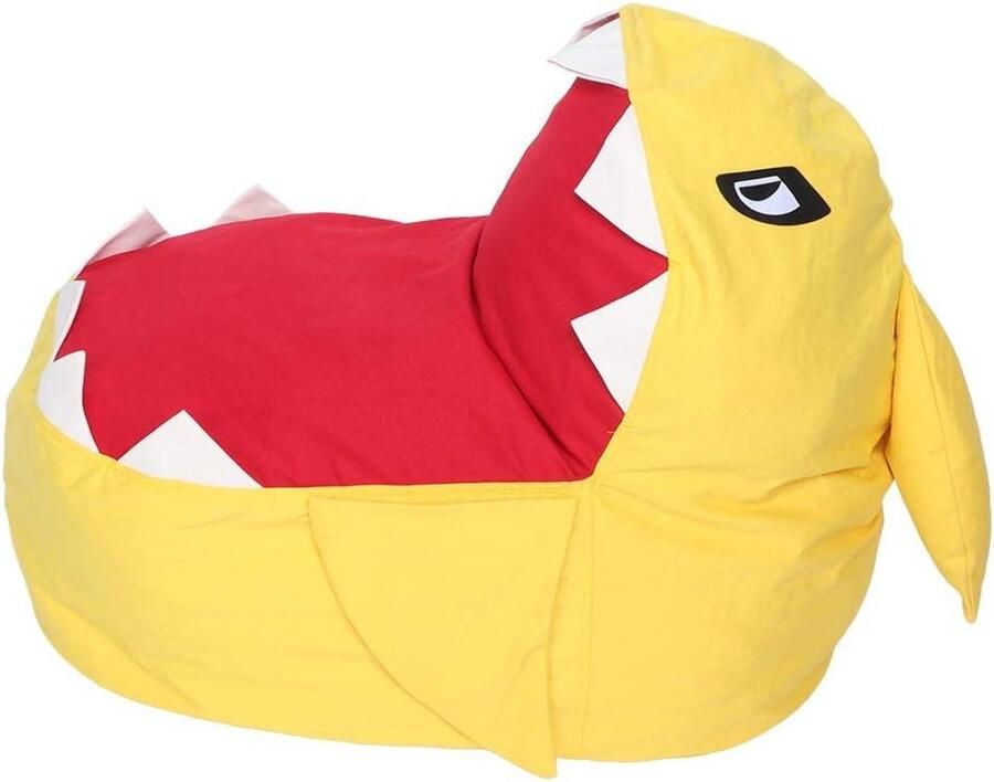 Allecto Plus Grote Bean Bag Stoel Haai Uiterlijk Knuffeldier Opberger voor Knuffels Pluche Knuffels XXL Poef Opberger 80 * 80 * 50 cm (Geel)