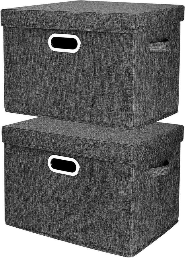 Allecto Plus Grote Opbergdoos Afwasbaar Opvouwbaar 44x30x29 cm Set van 2 Zwart