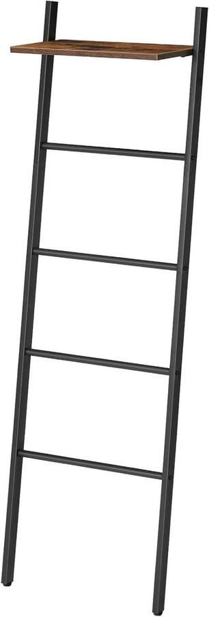 Allecto Plus Handdoekladder 5-laags ladderrek voor woonkamer slaapkamer badkamer Ruimtebesparend en stevig Industriële stijl met kledingrek Antraciet kleur