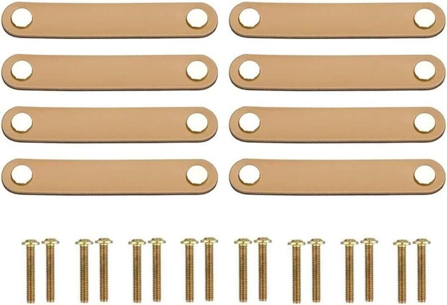 Allecto Plus Handgemaakte Meubelgrepen van Leer voor Kasten en Keukens Set van 8 Stuks