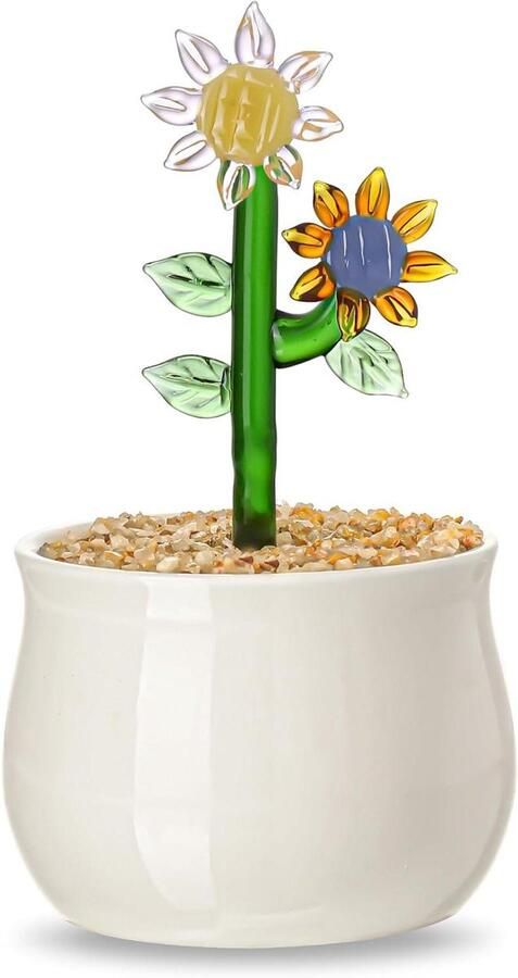 Allecto plus Handgemaakte zonnebloemen van geblazen glas verzamelobjecten Decoratie voor woonkamer balkon bureau Unieke plantenbeeldjes