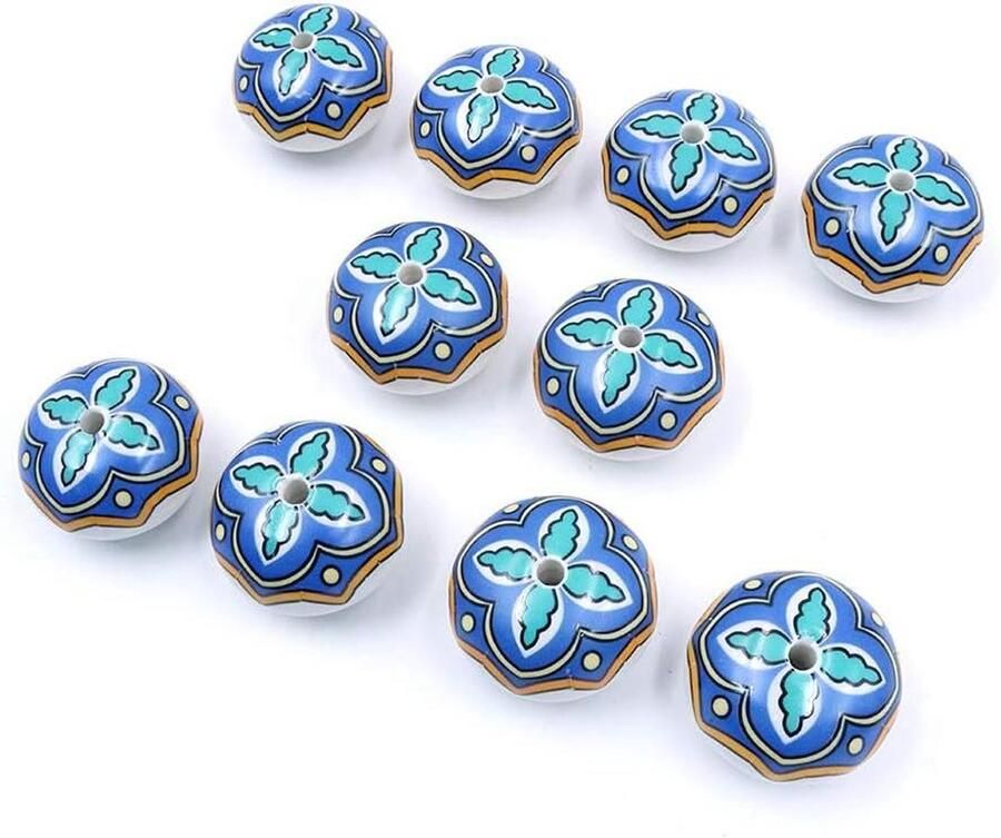 Allecto plus Moderne Handgeschilderde Keramische Windknoppen Bloemen Set van 10 Kast Lade Deurgrepen