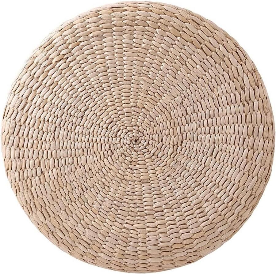 Allecto Plus Handgeweven poef Tatami zitkussen voor meditatie en yoga zacht en comfortabel geschikt voor balkon en terras