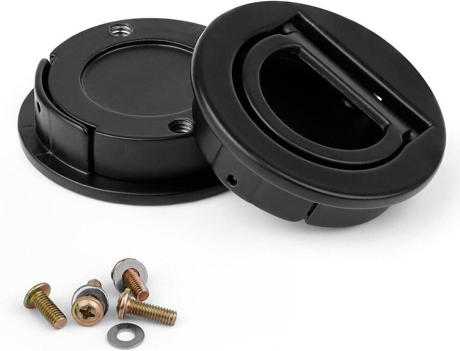 Allecto Plus Handgreep voor inbouw Set van 2 Ronde lade-ringknoppen Montageset inbegrepen Geschikt voor laden kasten zeesjachten en kaptafels