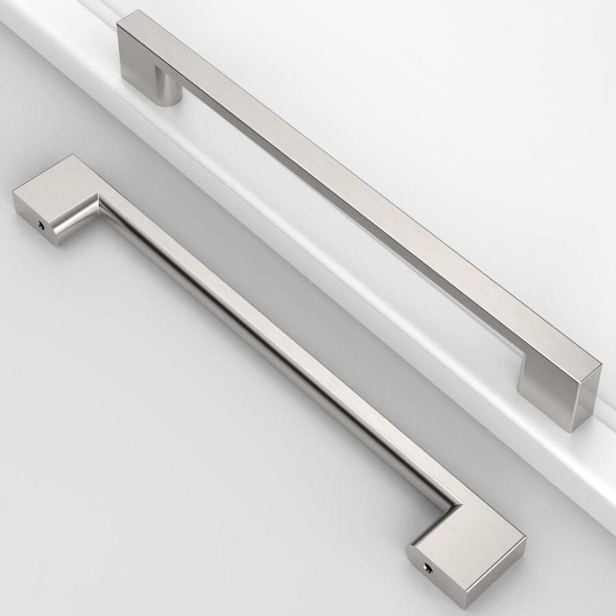 Allecto plus Handgrepen keukenkasten 8 stuks 192 mm gatafstand nikkel gesatineerd geborsteld