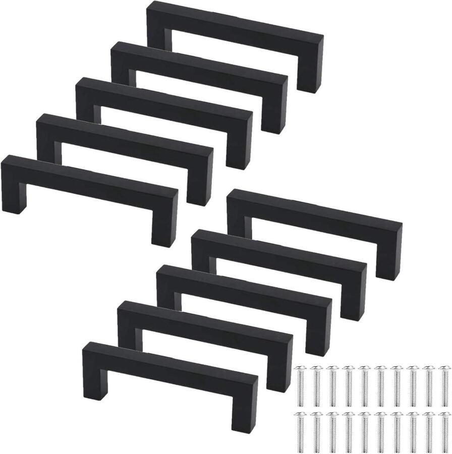Allecto Plus Handgrepen voor Keukenkastjes en Lades Set van 10 -Zwart Meubelgrepen Slaapkamer Keukenmeubel Handgrepen Meubelbeslag Doe-het-zelf 75 characters