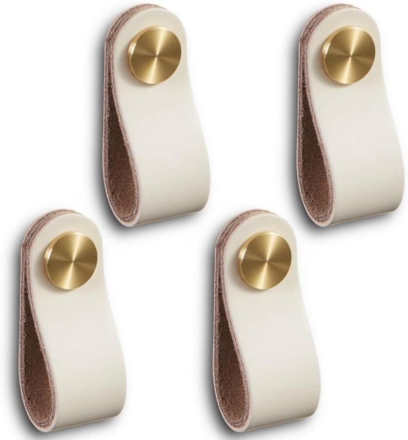 Allecto plus Handgrepen voor meubels PU-leder 4 stuks Wit