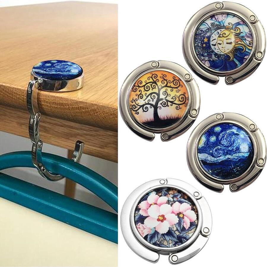 Allecto Plus Handtas Hanger Tafel 4 Stuks Draagbare Portemonnee Haak Opberg Haak voor Tafel Restaurant Kantoor Koffiebar Decoratie Vrouwen Meisjes