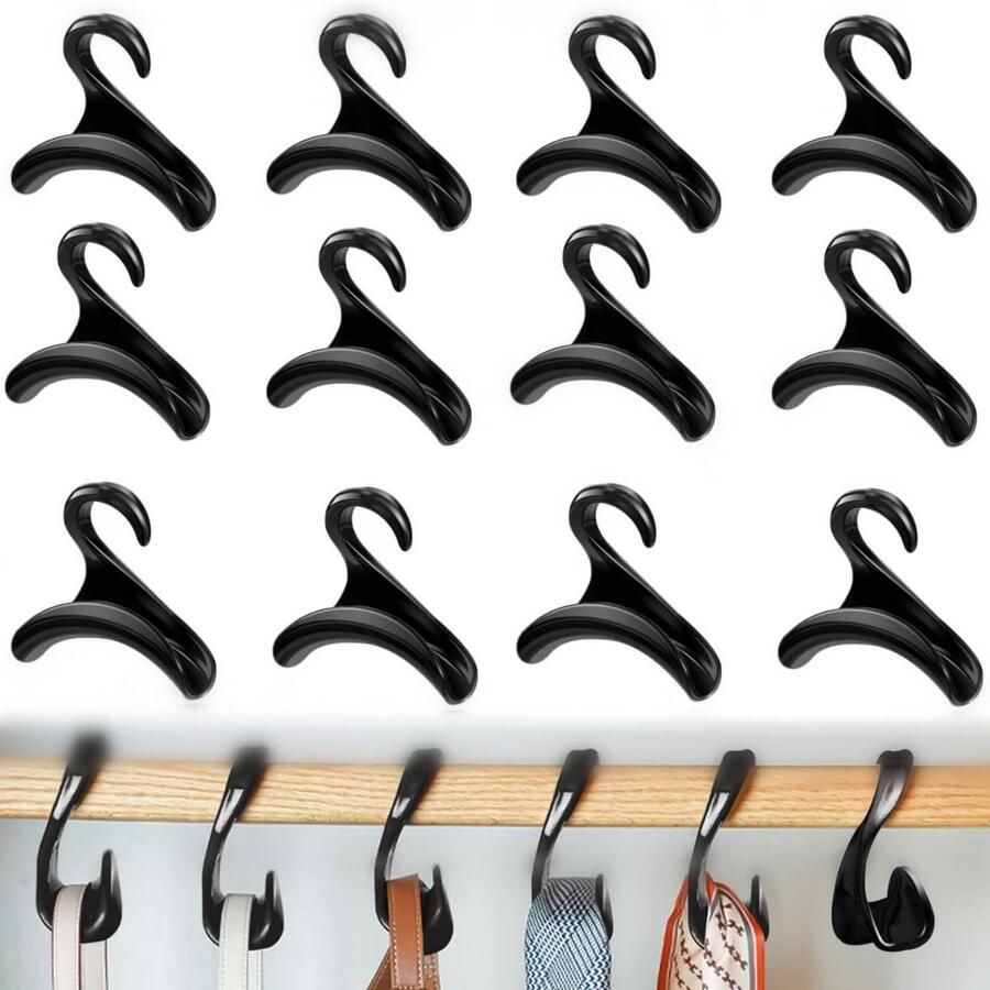 Allecto Plus Handtashangers voor Kledingstang Set van 12 Handige Haken voor Tassen Handtasopslag voor Rugzakken Schooltassen en meer