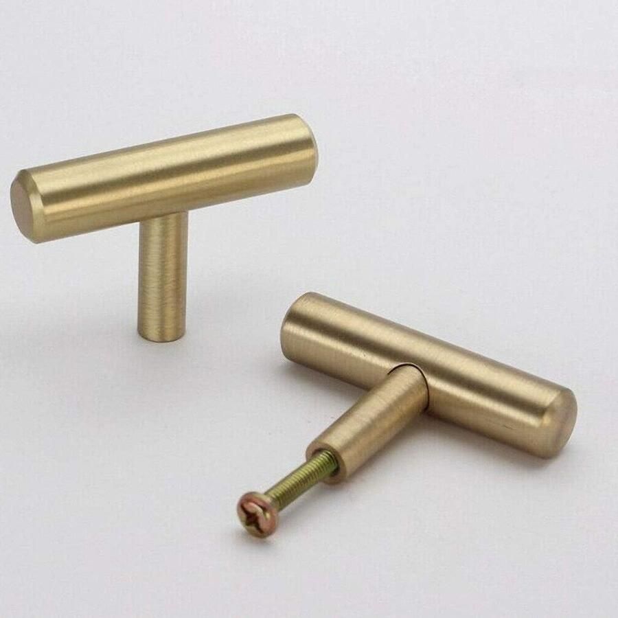 Allecto Plus Handvatten Keukenkast Set van 2 Messing Nordic Stijl T Bar Handgrepen voor Meubels Moderne Keukeninrichting
