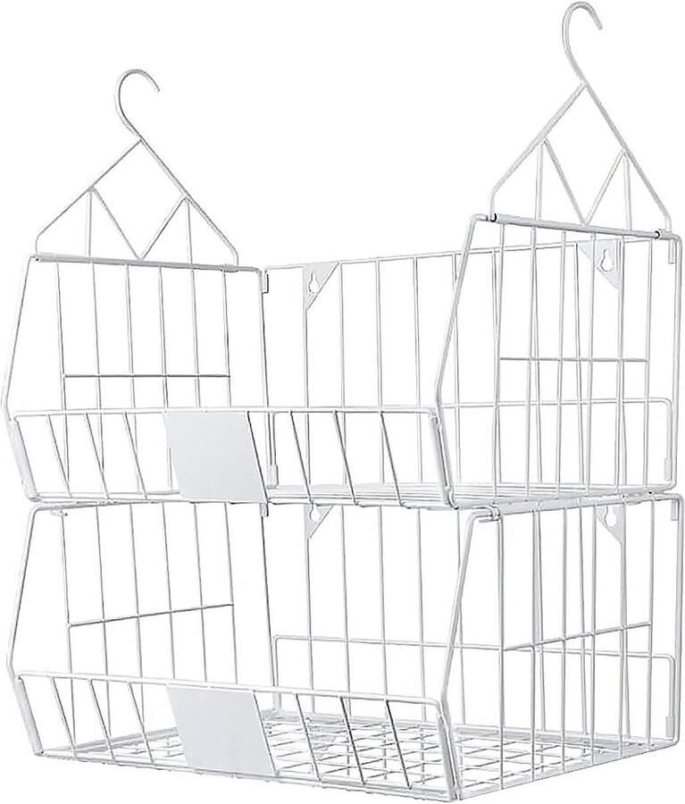 Hangende Kledingkast Organizer Draad Opbergmand met Haken Hangende Planken voor Kleding Truien en Accessoires