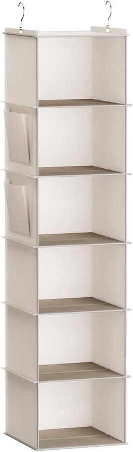 Allecto Premium Hangende kast organizer met 6 planken en zijzakken in beige Ruime opbergruimte