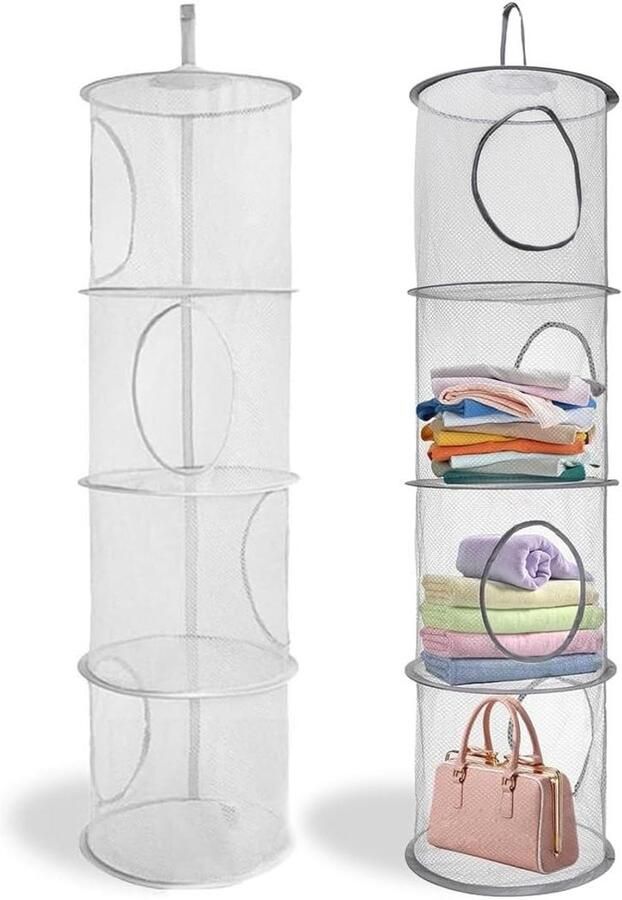 Allecto Plus Hangende Opbergruimte voor Speelgoed en Kleding 4-tier Hangende Organizer 110 cm Lengte Ruimtebesparend Kindvriendelijk
