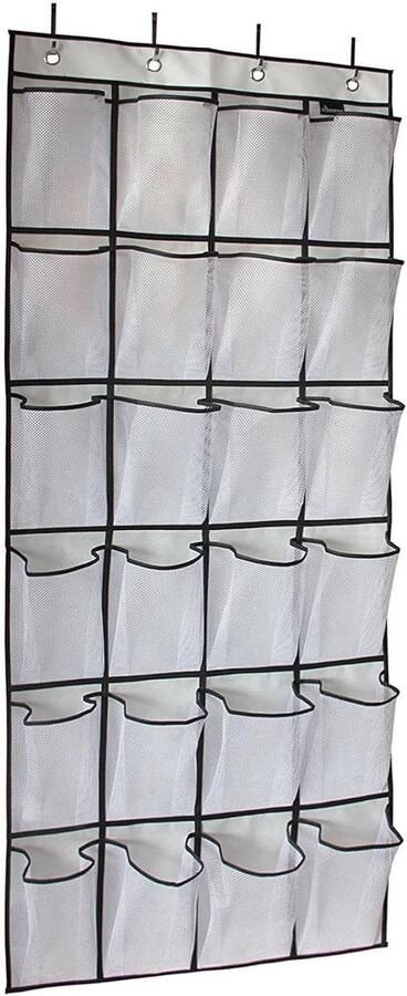Allecto plus Hangende organizer voor schoenenopslag met 24 gaasvakken Opbergtas voor de deur Geschikt voor kasten Praktische schoenenhanger