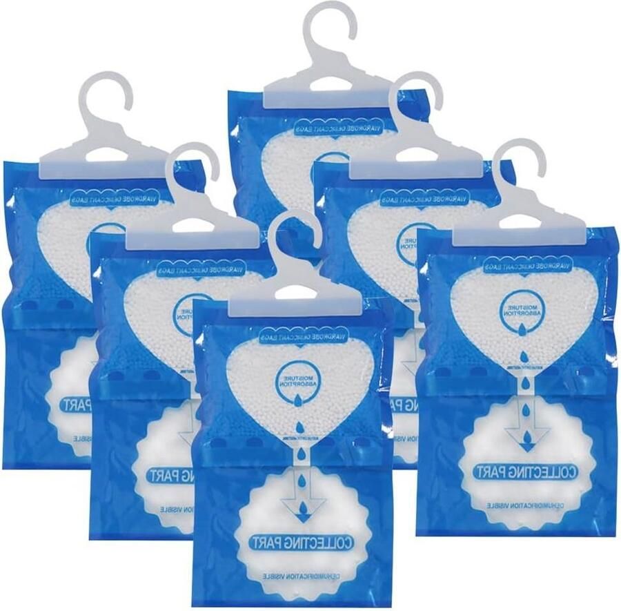 Allecto Plus Hangende vochtabsorberende zakken 8 stuks 150 g voor vochtige kledingkast badkamer keuken auto kast