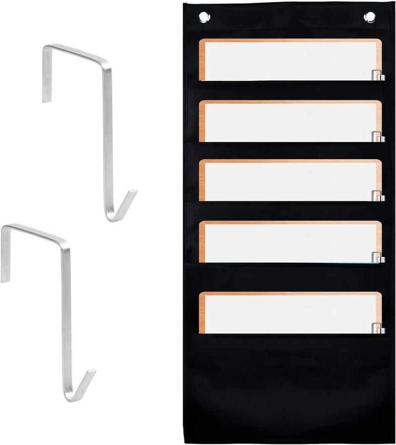 Allecto Plus Hangende zwart opbergtas voor kledingkast en deur opslag Handige muur organizer voor kleine ruimtes met 5 zakken